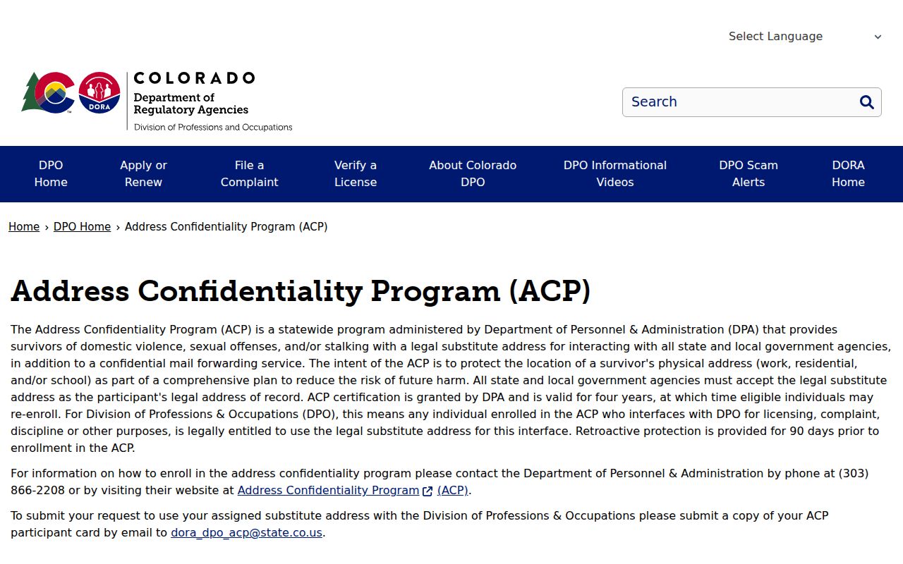 Greeley residents directory Colorado Address Confidentiality Program