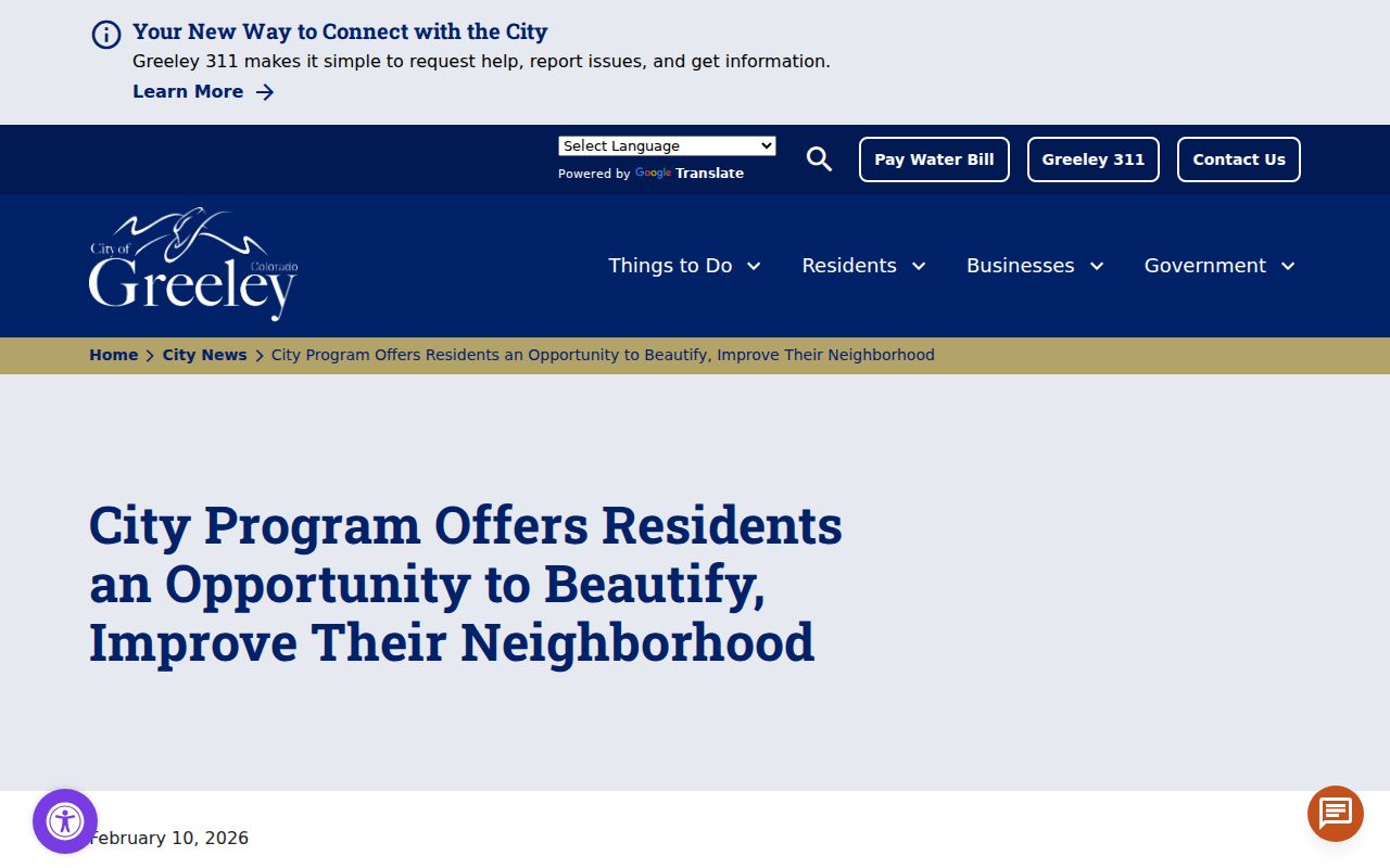 Greeley neighbors neighborhood improvement grant notice