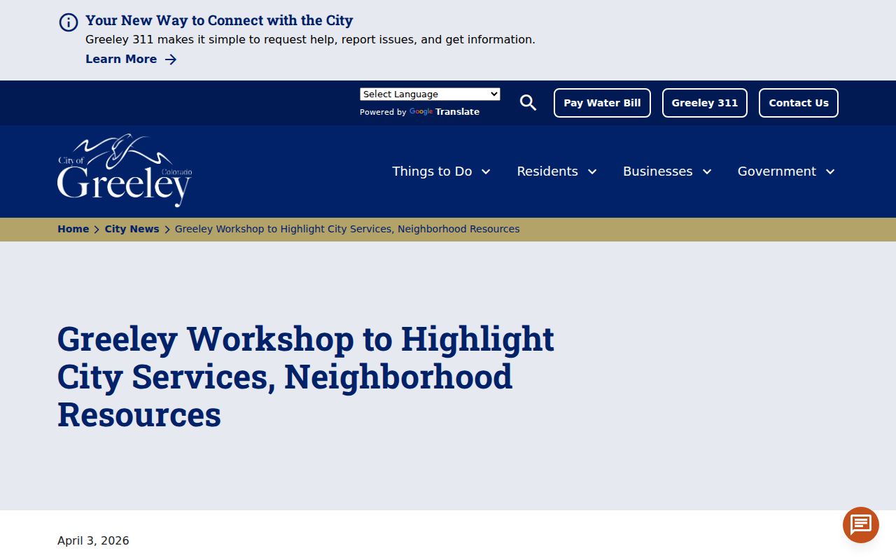 Greeley neighbors City Savvy workshop
