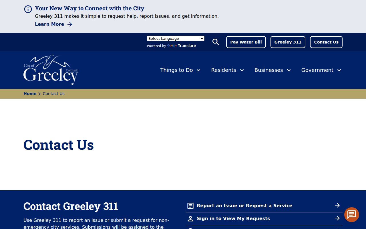 Greeley neighbors city contact route