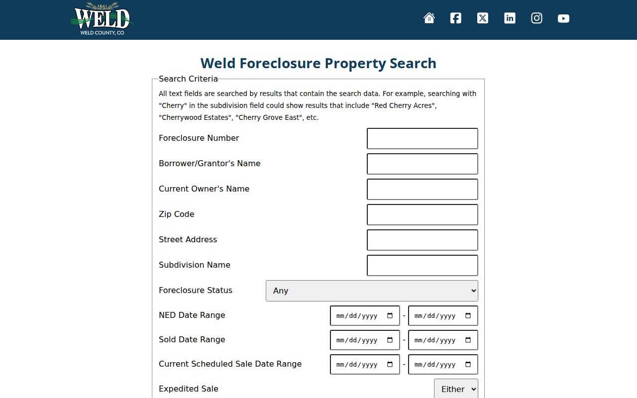 Greeley previous residents Weld foreclosure property search