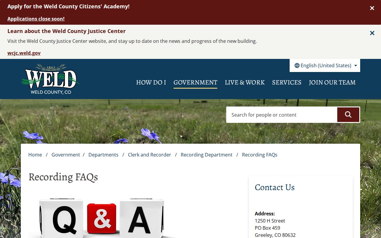 Greeley previous residents Weld recording FAQs